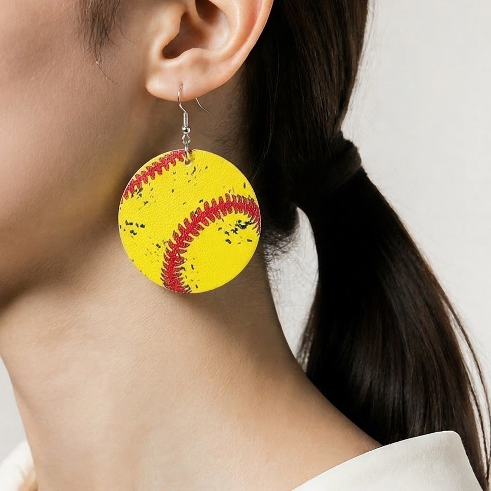 NWT- Softball Leather Earrings